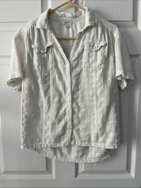 Sundance White Short-Sleeve Button-Down Shirt